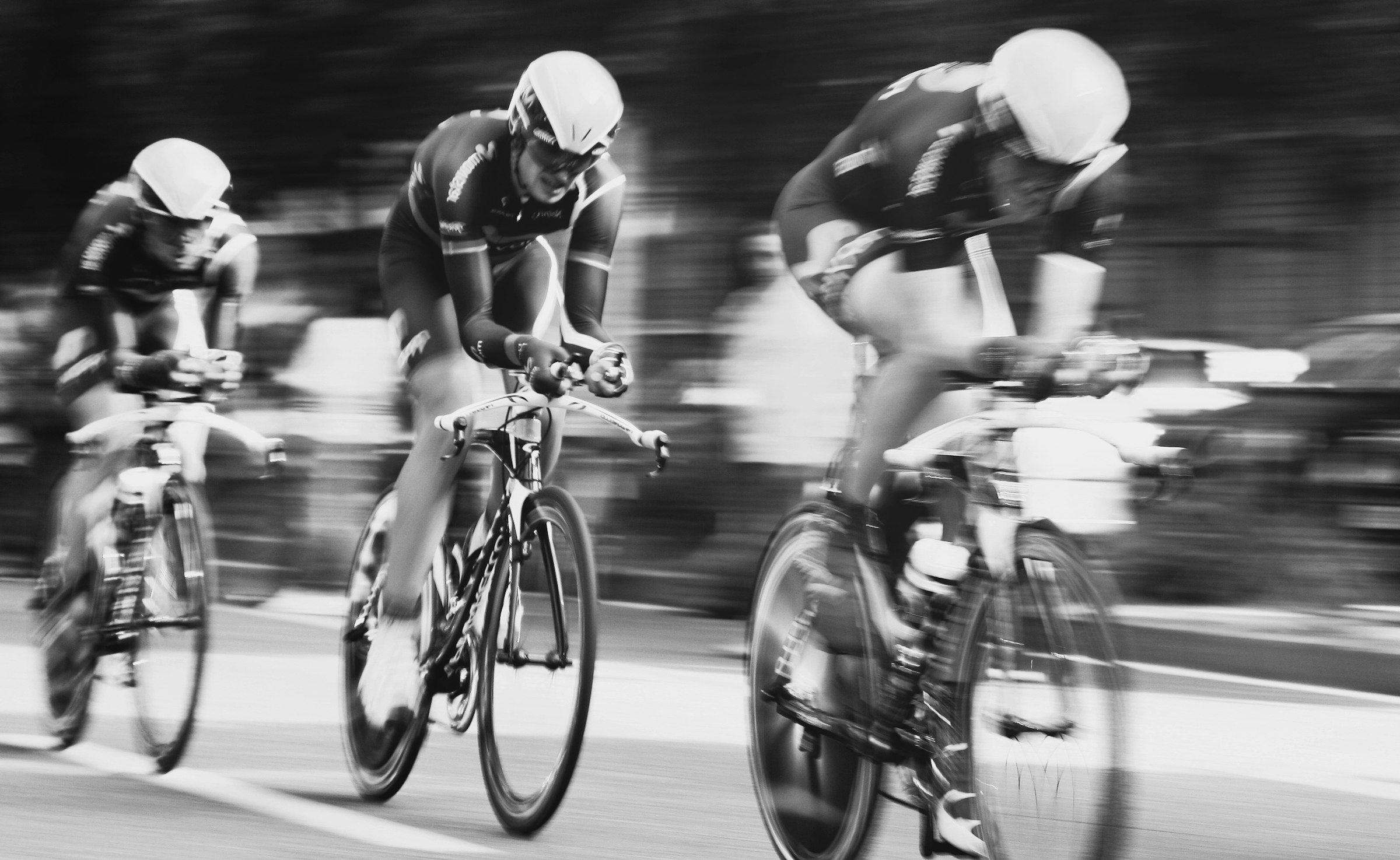 Road cyclists at speed
