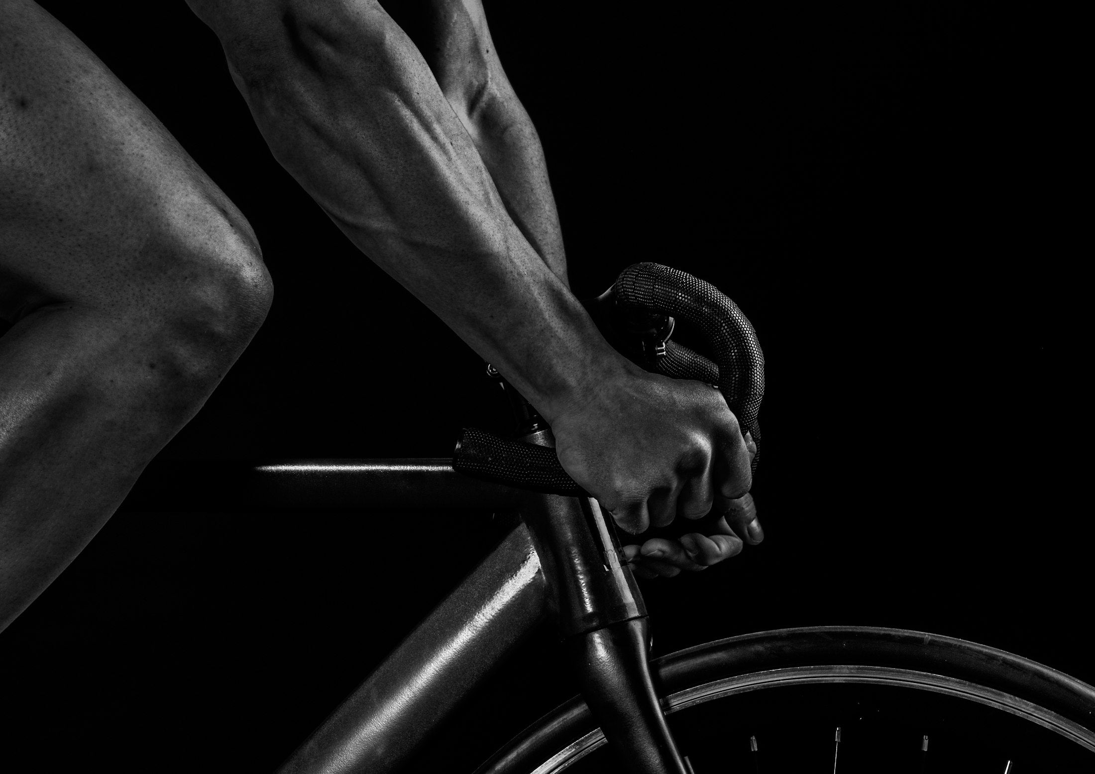 Rider effort in black and white